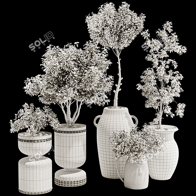 Handcrafted Bonsai Bush Pottery 133 3D model image 7