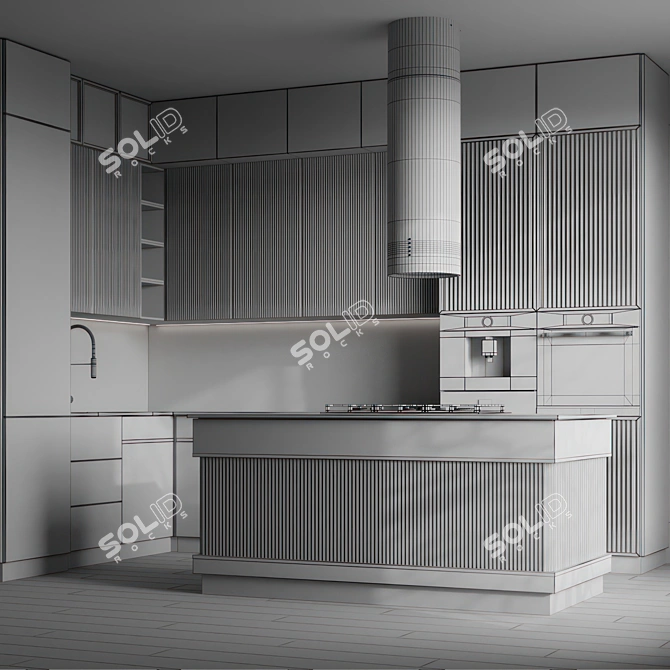 Modern L-Shaped Kitchen 3D Model 3D model image 7