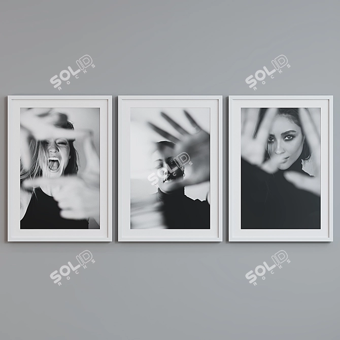 Modern Style Portrait Picture Frame Set 3D model image 3