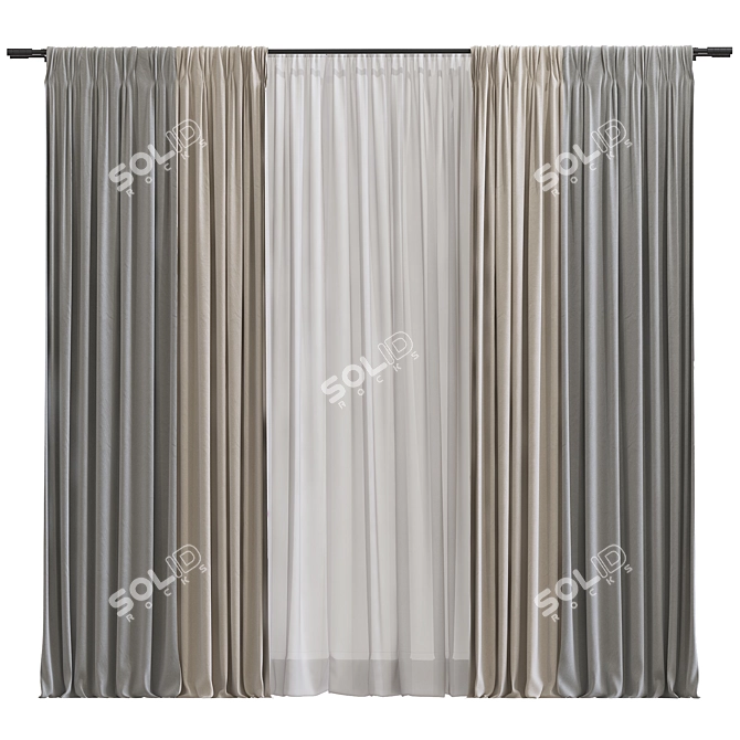 Refined Curtain Design #344 3D model image 1