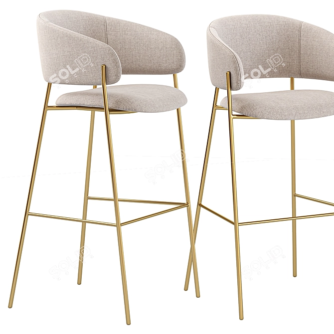 Elegant Velvet Hug Barstool 3D model image 3