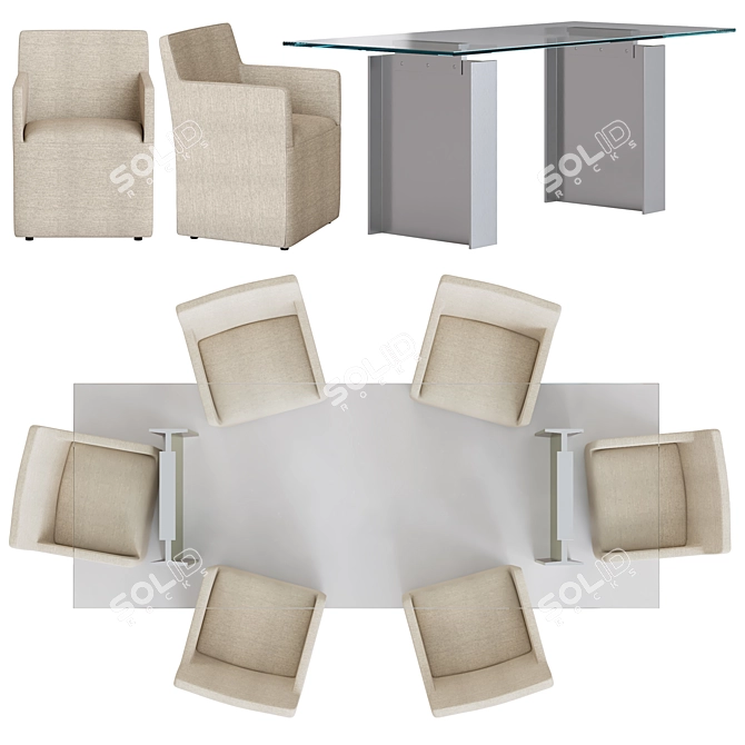 Sleek Omnia Dining Set 3D model image 2