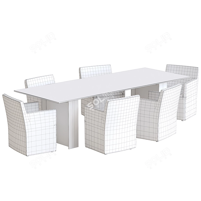 Sleek Omnia Dining Set 3D model image 4