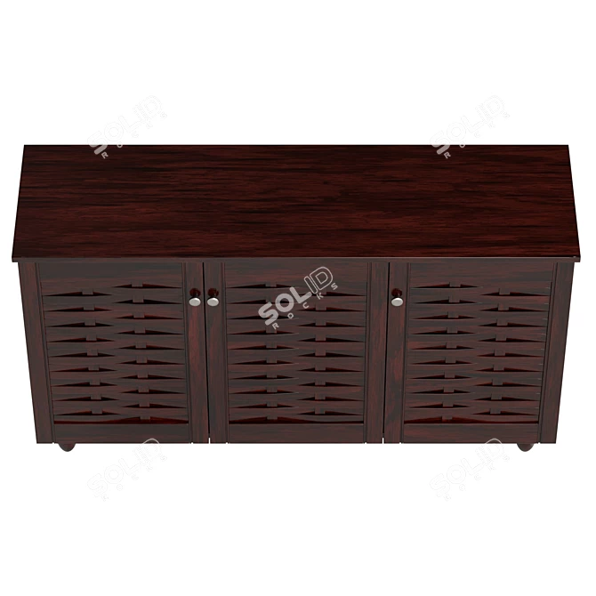 Oak Shoe Storage Cabinet 12-Pair 3D model image 3