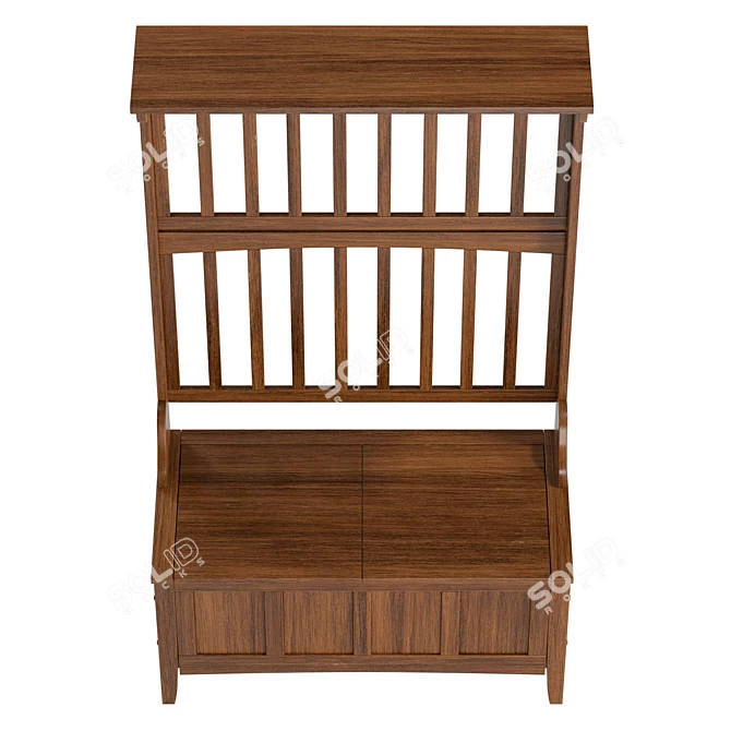 Hall Tree Bench with Storage 3D model image 3