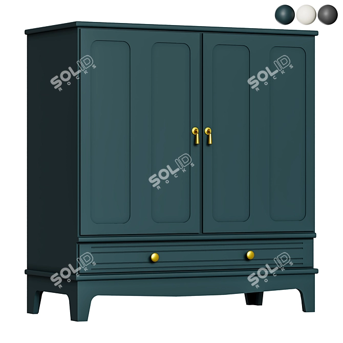 Lommarp Dark Blue-Green Wardrobe 68 3D model image 1