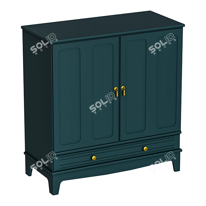 Lommarp Dark Blue-Green Wardrobe 68 3D model image 2