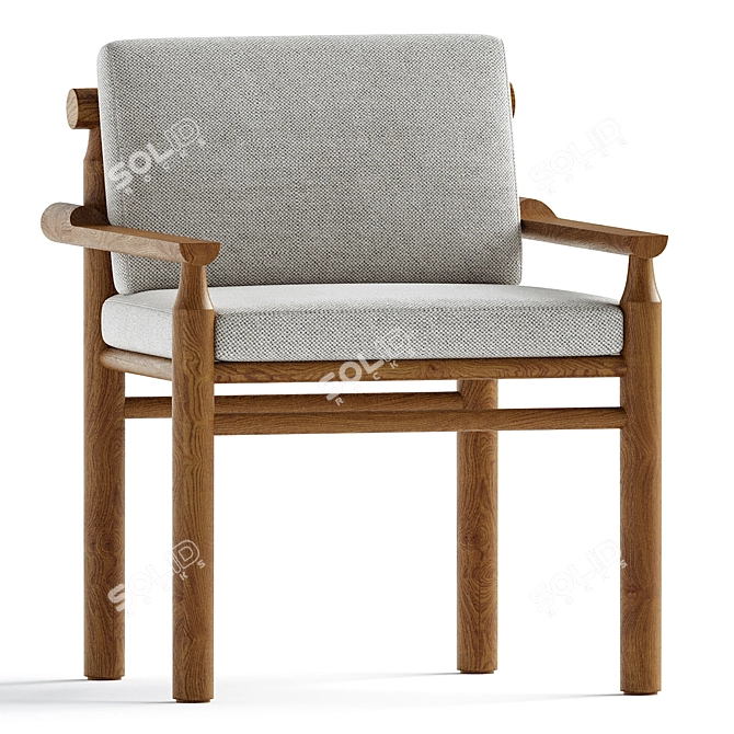  Chic Velvet Armchair: Halle 3D model image 1