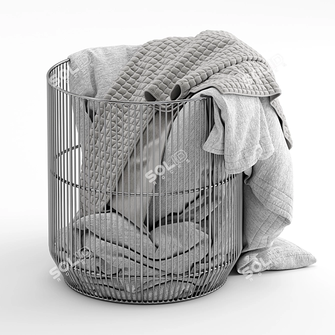 Metal Basket with Comfy Blanket 3D model image 1