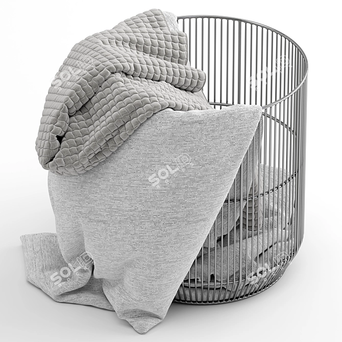 Metal Basket with Comfy Blanket 3D model image 2