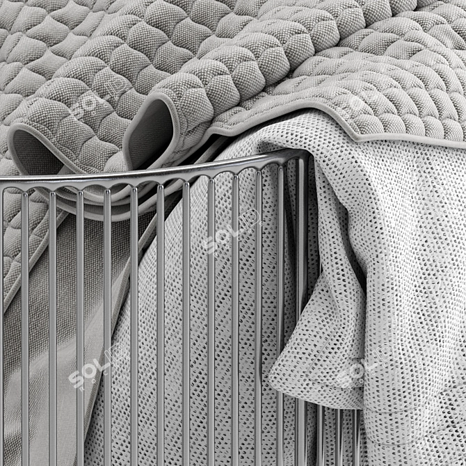 Metal Basket with Comfy Blanket 3D model image 3