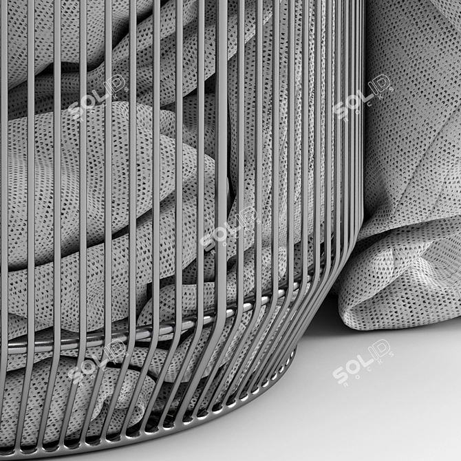 Metal Basket with Comfy Blanket 3D model image 4