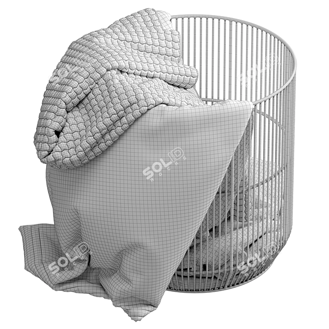 Metal Basket with Comfy Blanket 3D model image 6