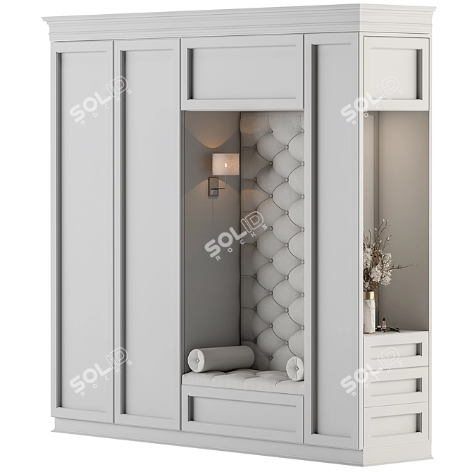 Sure, here is the translated product description from Russian: "Hallway 84 - White Wardrobe Entrance"

"White Entrance Wardrobe Modern Design 3D model image 1