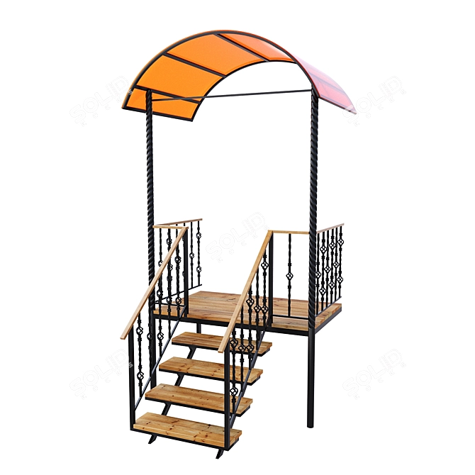 Metal Framed Porch with Polycarbonate Canopy 3D model image 1