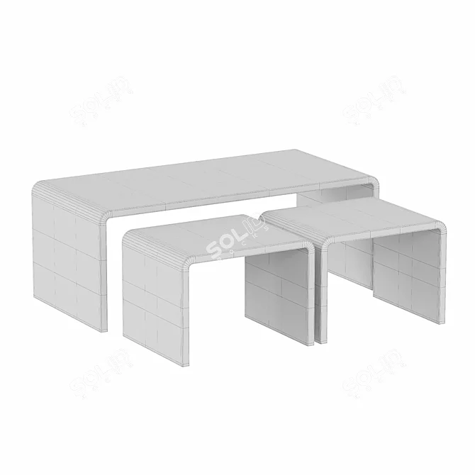 Cascading Brown Nesting Table Trio 3D model image 2