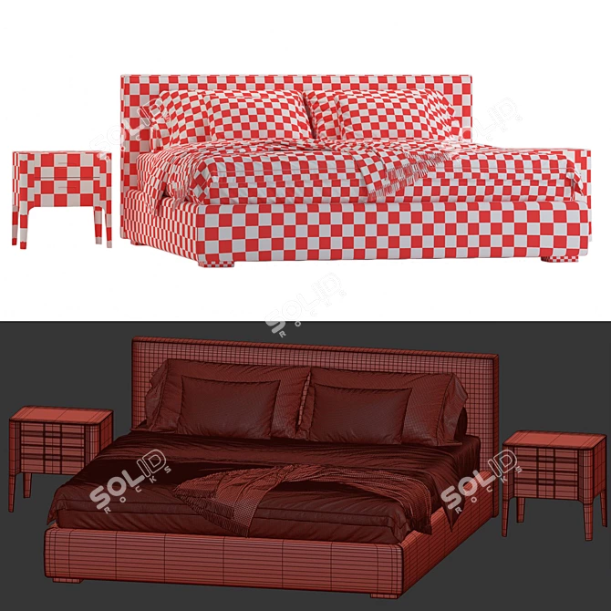 Luxury Meridiani Stone Bed Option 3D model image 4