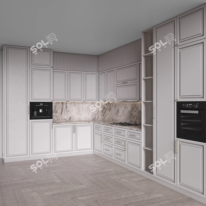 Neoclassic 138 Kitchen Corner Set 3D model image 4