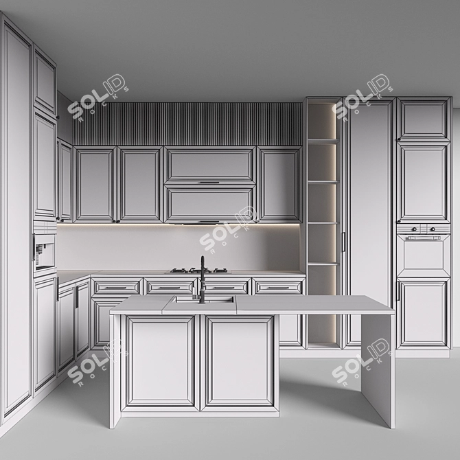 Neoclassic 138 Kitchen Corner Set 3D model image 6