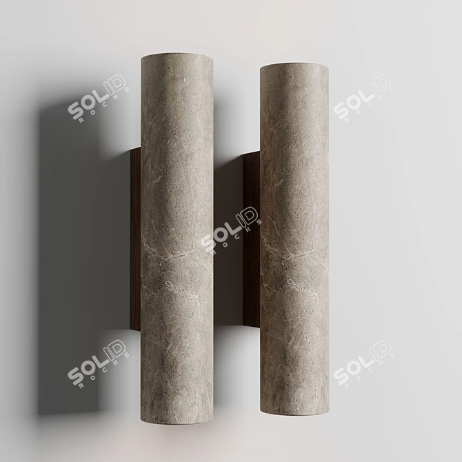 Natural Wood and Stone Lamp 3D model image 1