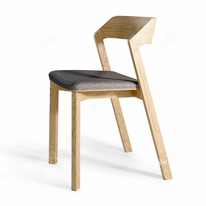 Scandinavian Style Oak Chair 3D model image 2