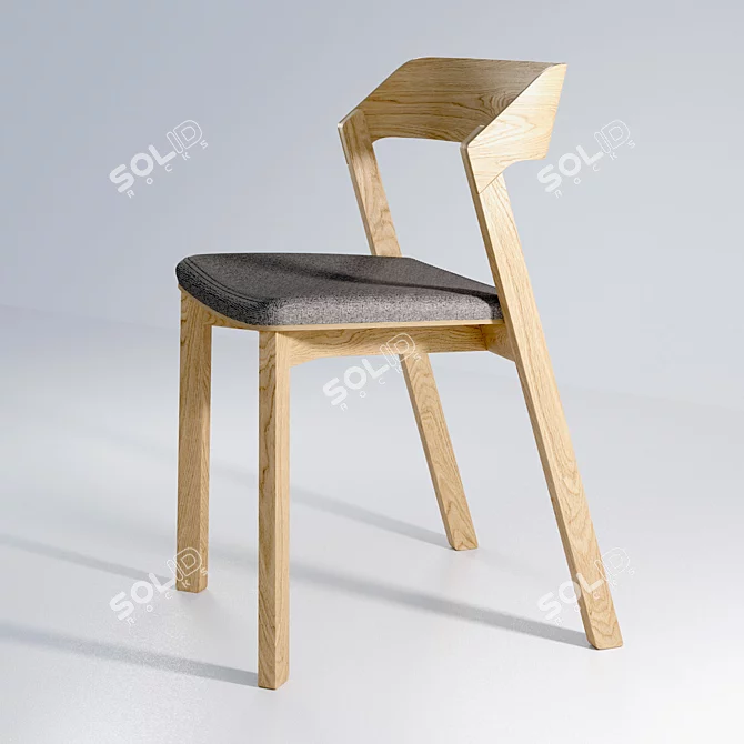 Scandinavian Style Oak Chair 3D model image 3