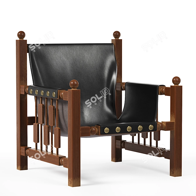 Mid-Century Leather Armchair Pair 3D model image 1