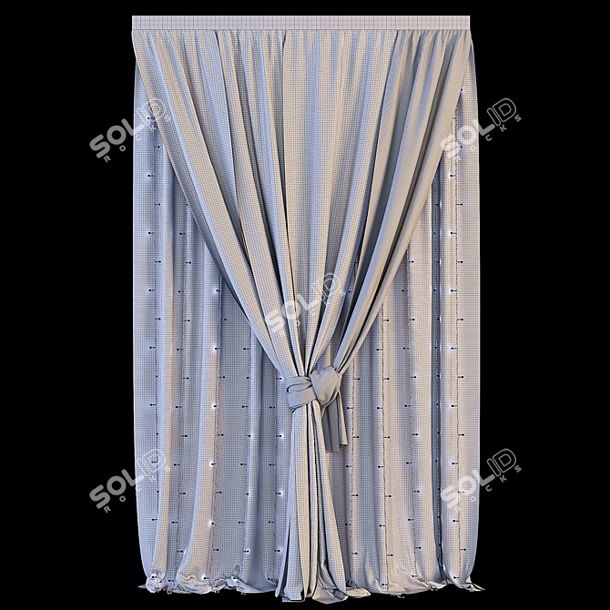 White Chiffon Curtain with LED Garland 3D model image 6