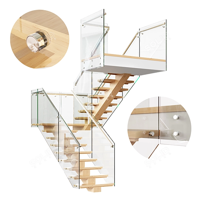 Stylish 3D Staircase Design 3D model image 1
