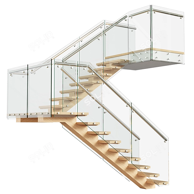 Stylish 3D Staircase Design 3D model image 2