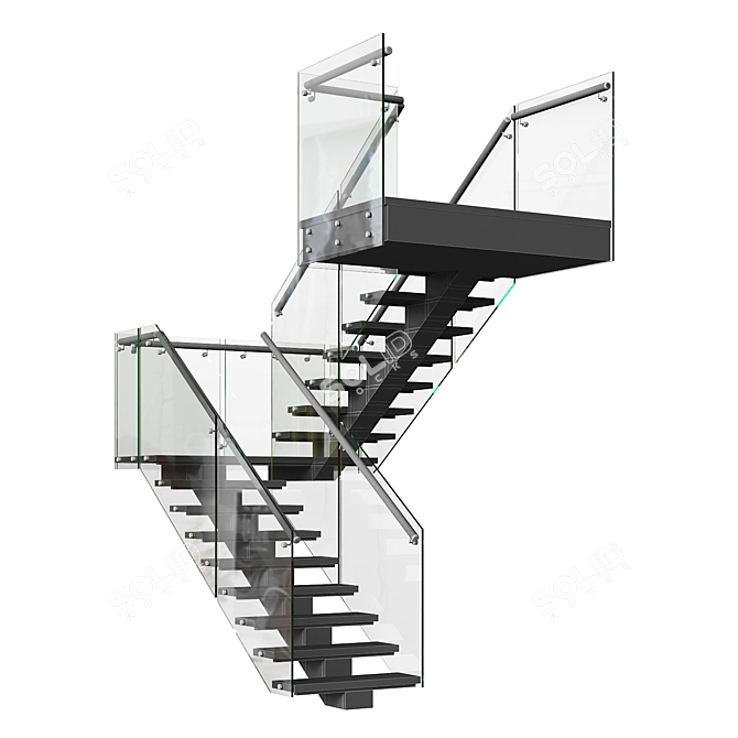 Stylish 3D Staircase Design 3D model image 4