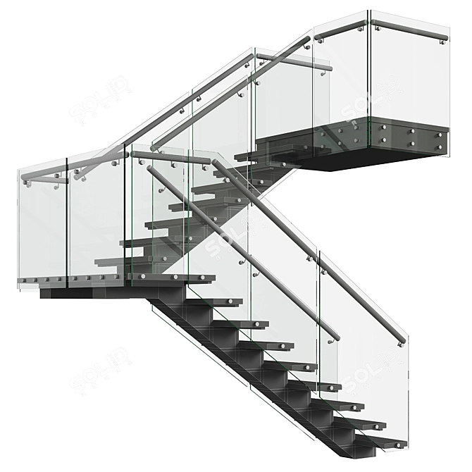 Stylish 3D Staircase Design 3D model image 5