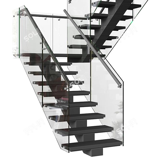 Stylish 3D Staircase Design 3D model image 6