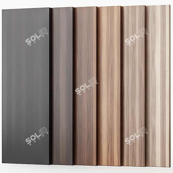 Walnut Wood Textured Panel 6-Color 3D model image 1