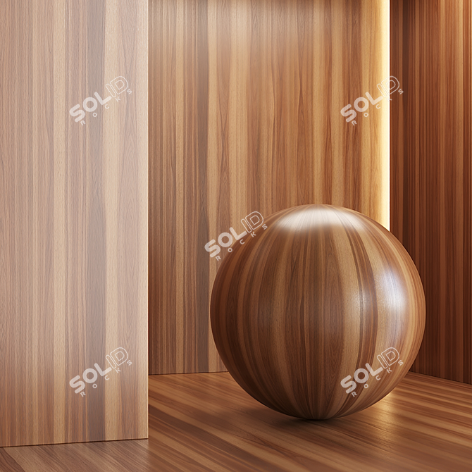 Walnut Wood Textured Panel 6-Color 3D model image 3