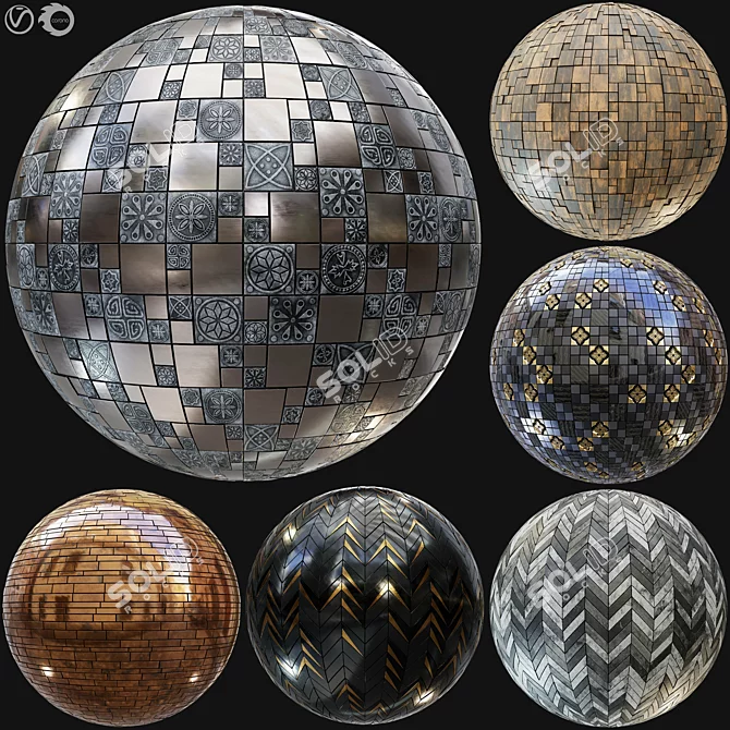 PBR Seamless Mosaic Tiles Collection 3D model image 1