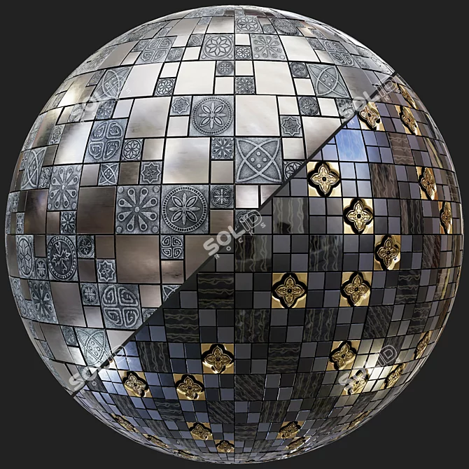 PBR Seamless Mosaic Tiles Collection 3D model image 3