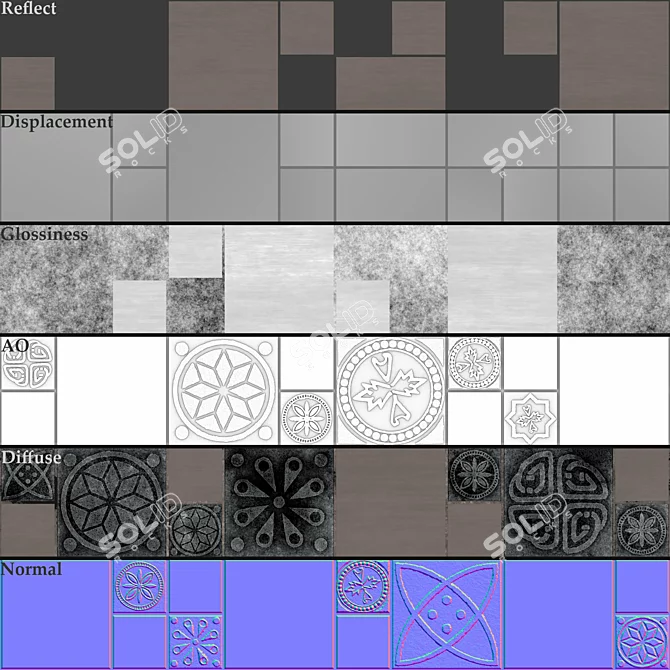 PBR Seamless Mosaic Tiles Collection 3D model image 6