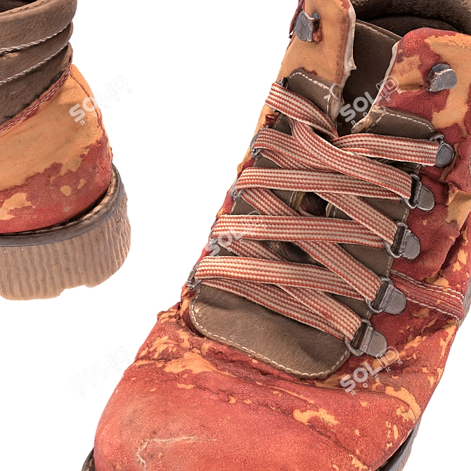 Red Adventure Boots 3D model image 4