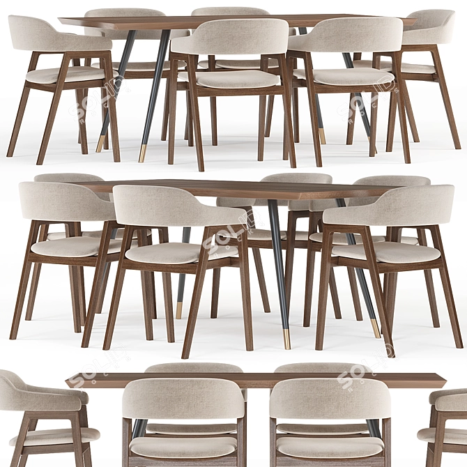 Sleek Modern Dining Chair Set 3D model image 2