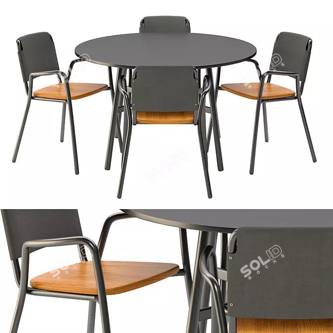 Gamma Outdoor Dining Set Excellence 3D model image 1