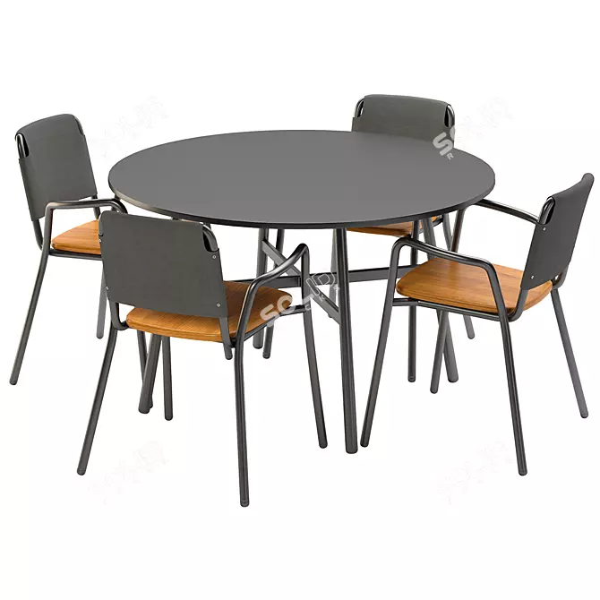 Gamma Outdoor Dining Set Excellence 3D model image 2