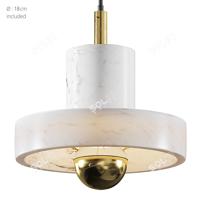 Sleek Stone Pendant Light, Modern 3D model image 1