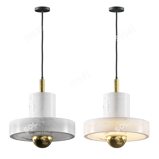 Sleek Stone Pendant Light, Modern 3D model image 4