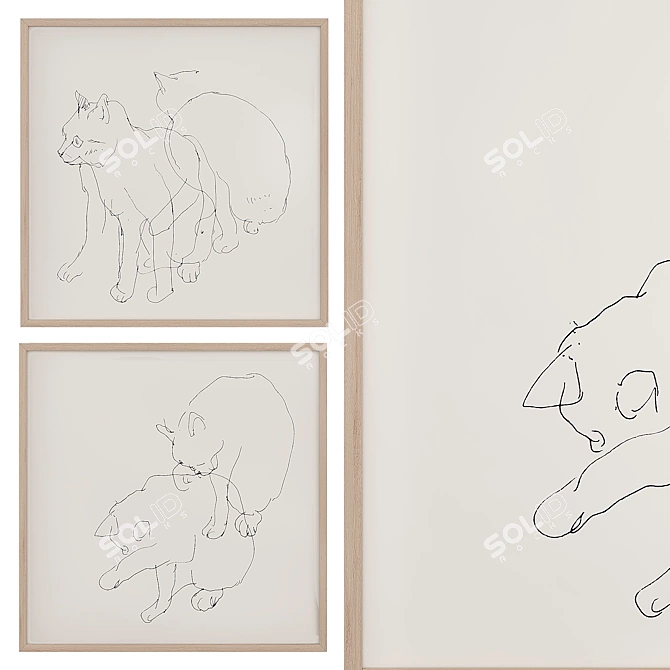 Modern Abstract Art Print 610x610mm 3D model image 1