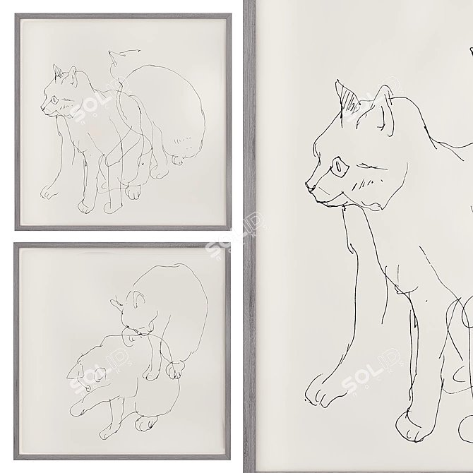 Modern Abstract Art Print 610x610mm 3D model image 3