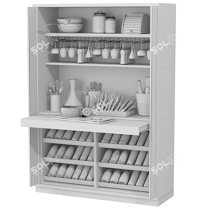 Kitchen & Wine Fridge Set 3D model image 3