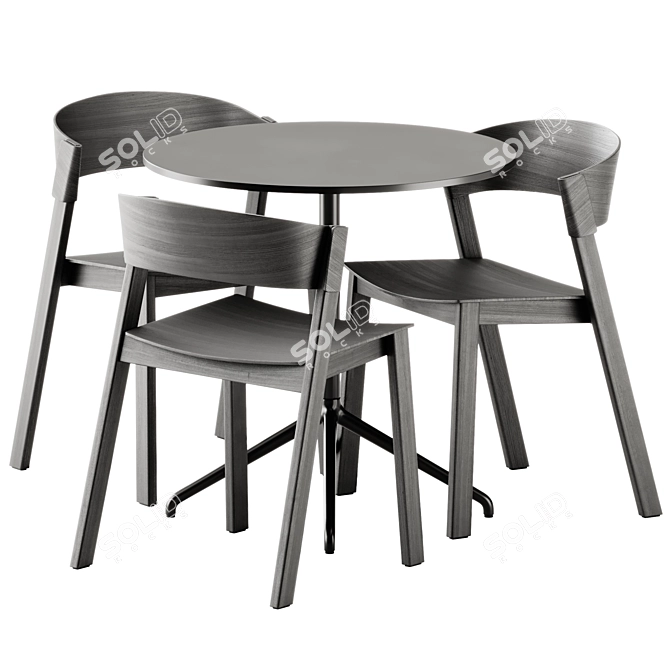 Modern Muuto Chair & Table 3D model image 2