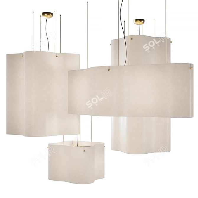 White Fiberglass Nuvola Baxter Chandelier 3D model image 1