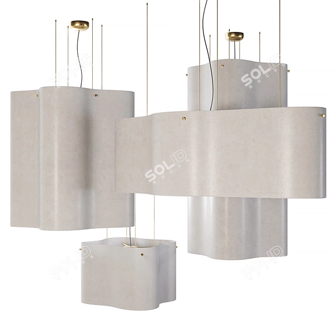 White Fiberglass Nuvola Baxter Chandelier 3D model image 2